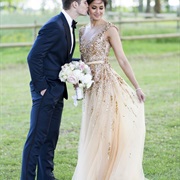 Sequin Bodice Trailing Onto Skirt
