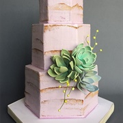 Succulents on Wedding Cake