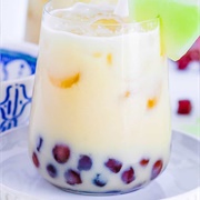 Honeydew Boba Tea With Sugarplum Boba