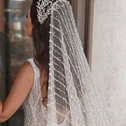 Veil With Stripes Made of Rhinestones