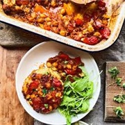 Oven Baked Mushroom Filled With Lentil, Onion, and Tomato Relish