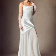 Mixed Materials Dress, Satin and Chiffon