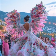 Wings as Sleeves on Dress