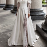 Lace Underskirt Showing Through Leg Slit