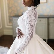 High Neck, Long Sleeves Wedding Gown