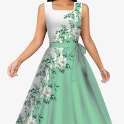 Diagonal Line of Flowers Between Dress Colors