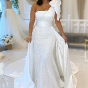 Detachable Overskirt Train With Wide Belt