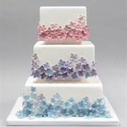Flowers in Multiple Colors on Cake