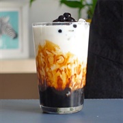 Almond Boba Tea With Huckleberry Boba