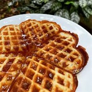 Homemade Heart Waffles With Maple Syrup