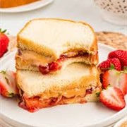 Peanut Butter and Strawberry Jelly Sandwich