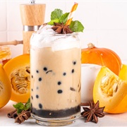 Pumpkin Spice Boba Tea With Cotton Candy Boba