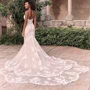 Layered, Shaped Train on Wedding Gown