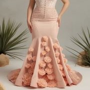 3D Flowers in Pleats of Skirt