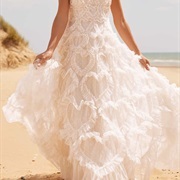 Heart-Shaped Ruffles on Wedding Dress