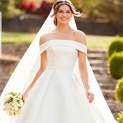 Thin Bardot Neckline, Wedding Gown