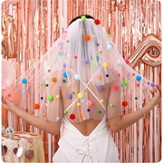 Veil Studded by Colored Pom Poms