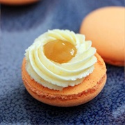 Peach Macaron With Buttercream and Peach Puree