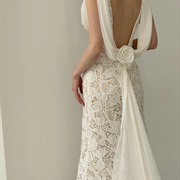 Back Draping With Train From Single Flower Attachment Point