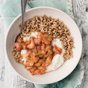 Vegan Roasted Rhubarb and Granola Yogurt Bowl