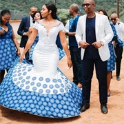 Mermaid Gown With Print Fabric Skirt