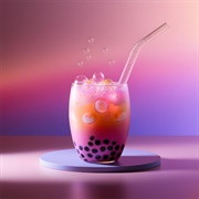 Raspberry Boba Tea With Lychee Boba