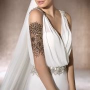 Jeweled Shoulders on Draped Bodice