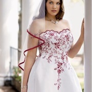 Wedding Dress With "Color Pop" Matching Veil