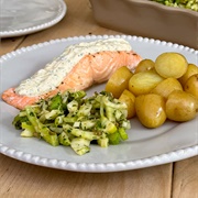 Poached Salmon With Herb Cream Cheese
