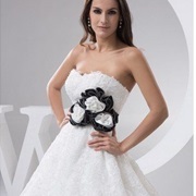 Mix of Fabric Colors in 3D Flowers on Dress