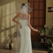 Mesh Hair Bow on Bride