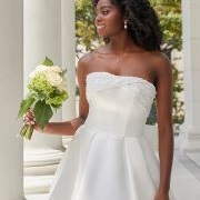 Pearl-Beaded, Twisted Fold at Neckline