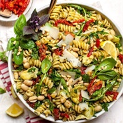 Basil Pesto and Semi-Dried Tomato Pasta Salad