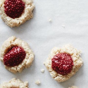 Oat Cashew Thumbprint Cookie With Berry Chia Jam