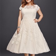 Pearl-Beaded Lace Wedding Dress