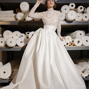 Sculpted Side Swoop on Wedding Dress