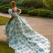 Floral Print Train on Dress