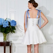 Wedding Dress With Colored Bow-Tie Shoulder Straps