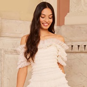 Lines of Ruffles on Bodice, Wedding Dress