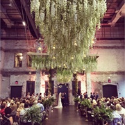 Large Floral Installation on Ceiling