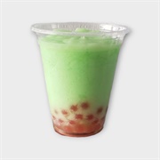 Honeydew Boba Tea With Cherry Boba