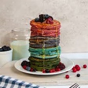 Rainbow Drizzle Pancakes