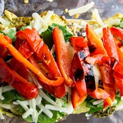 Omelette and Red Bell Pepper Sandwich