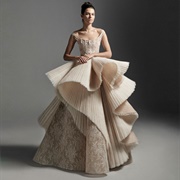 Spiral Pleats on Wedding Dress