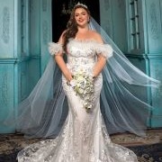 Ruffly Tulle Neckline and Off-Shoulder Straps