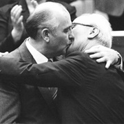 Gorbachev and Honecker Embrace