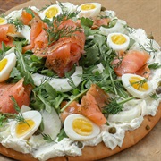 Egg and Smoked Salmon Pizza
