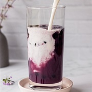 Taro Boba Tea With Huckleberry Boba