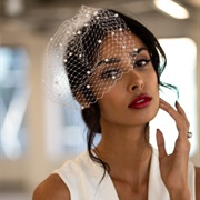 Studded Birdcage Veil