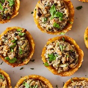 Stuffed Mushroom Crispy Rice Cups